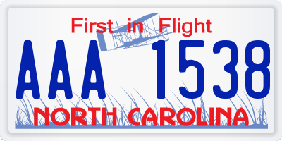 NC license plate AAA1538