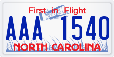 NC license plate AAA1540