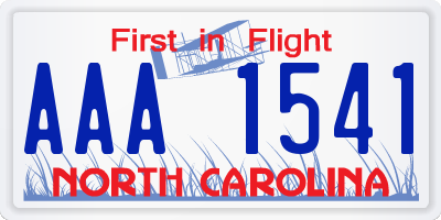 NC license plate AAA1541