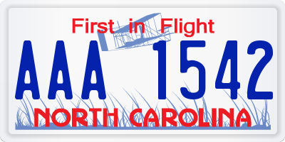 NC license plate AAA1542