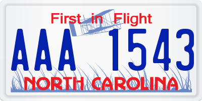 NC license plate AAA1543