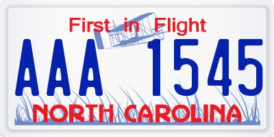 NC license plate AAA1545