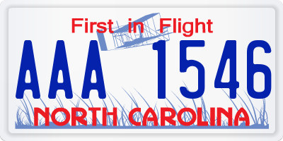 NC license plate AAA1546
