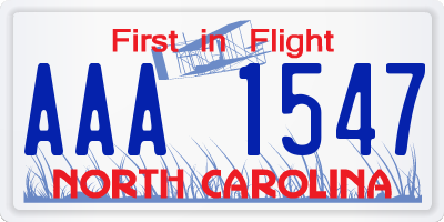 NC license plate AAA1547