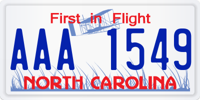 NC license plate AAA1549