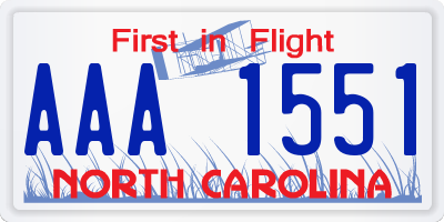 NC license plate AAA1551