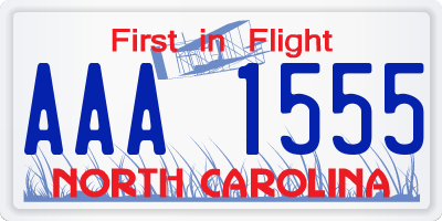 NC license plate AAA1555