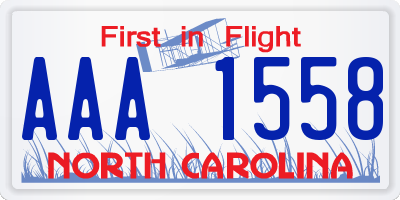 NC license plate AAA1558