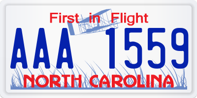 NC license plate AAA1559