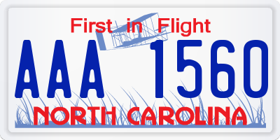 NC license plate AAA1560