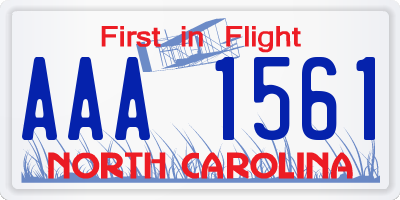 NC license plate AAA1561