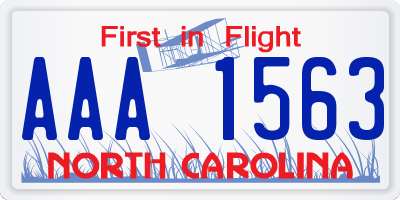 NC license plate AAA1563