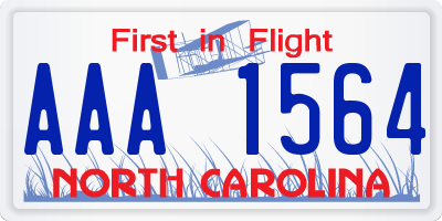 NC license plate AAA1564