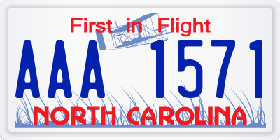 NC license plate AAA1571