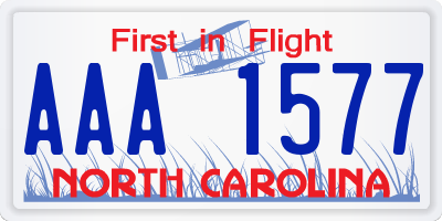 NC license plate AAA1577