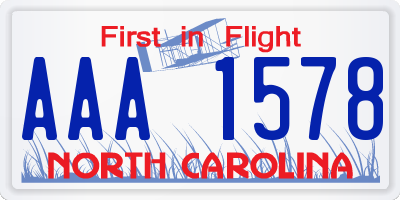 NC license plate AAA1578
