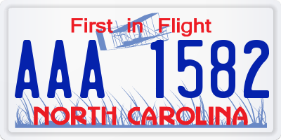 NC license plate AAA1582