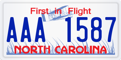 NC license plate AAA1587