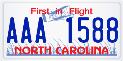 NC license plate AAA1588