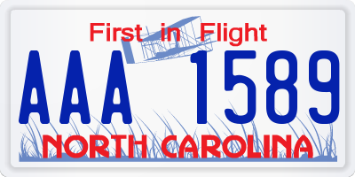 NC license plate AAA1589