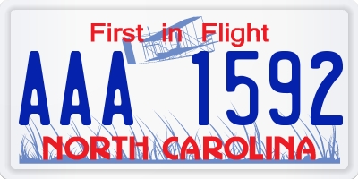 NC license plate AAA1592