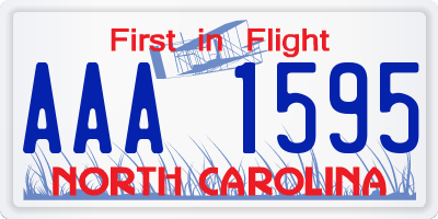 NC license plate AAA1595