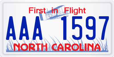 NC license plate AAA1597