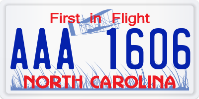 NC license plate AAA1606
