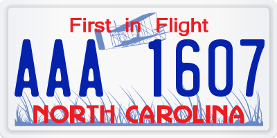 NC license plate AAA1607