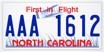 NC license plate AAA1612