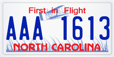 NC license plate AAA1613