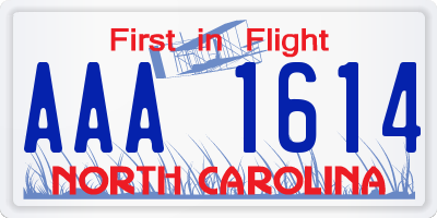 NC license plate AAA1614