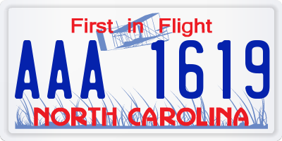 NC license plate AAA1619