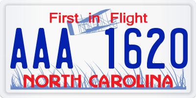 NC license plate AAA1620