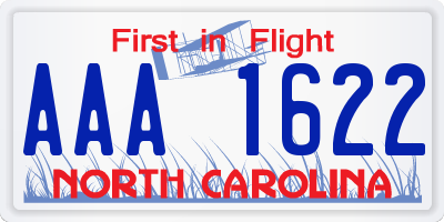 NC license plate AAA1622