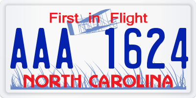 NC license plate AAA1624