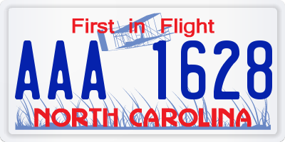 NC license plate AAA1628