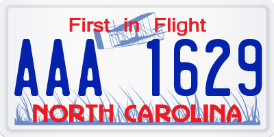 NC license plate AAA1629