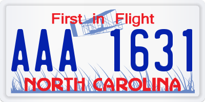 NC license plate AAA1631