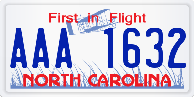 NC license plate AAA1632