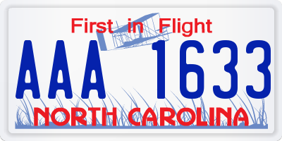 NC license plate AAA1633