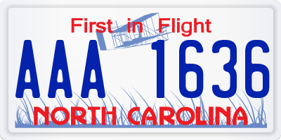 NC license plate AAA1636