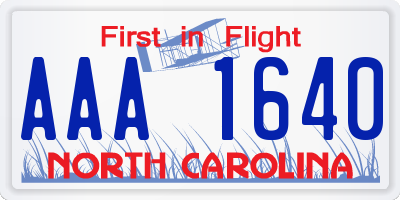 NC license plate AAA1640