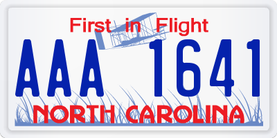 NC license plate AAA1641