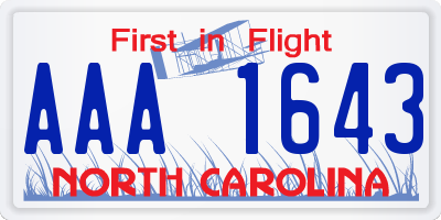 NC license plate AAA1643