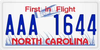 NC license plate AAA1644