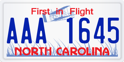 NC license plate AAA1645