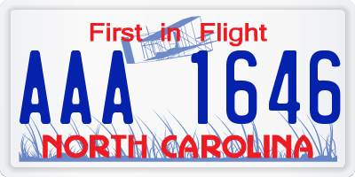 NC license plate AAA1646