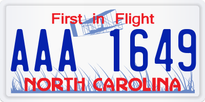 NC license plate AAA1649