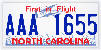 NC license plate AAA1655